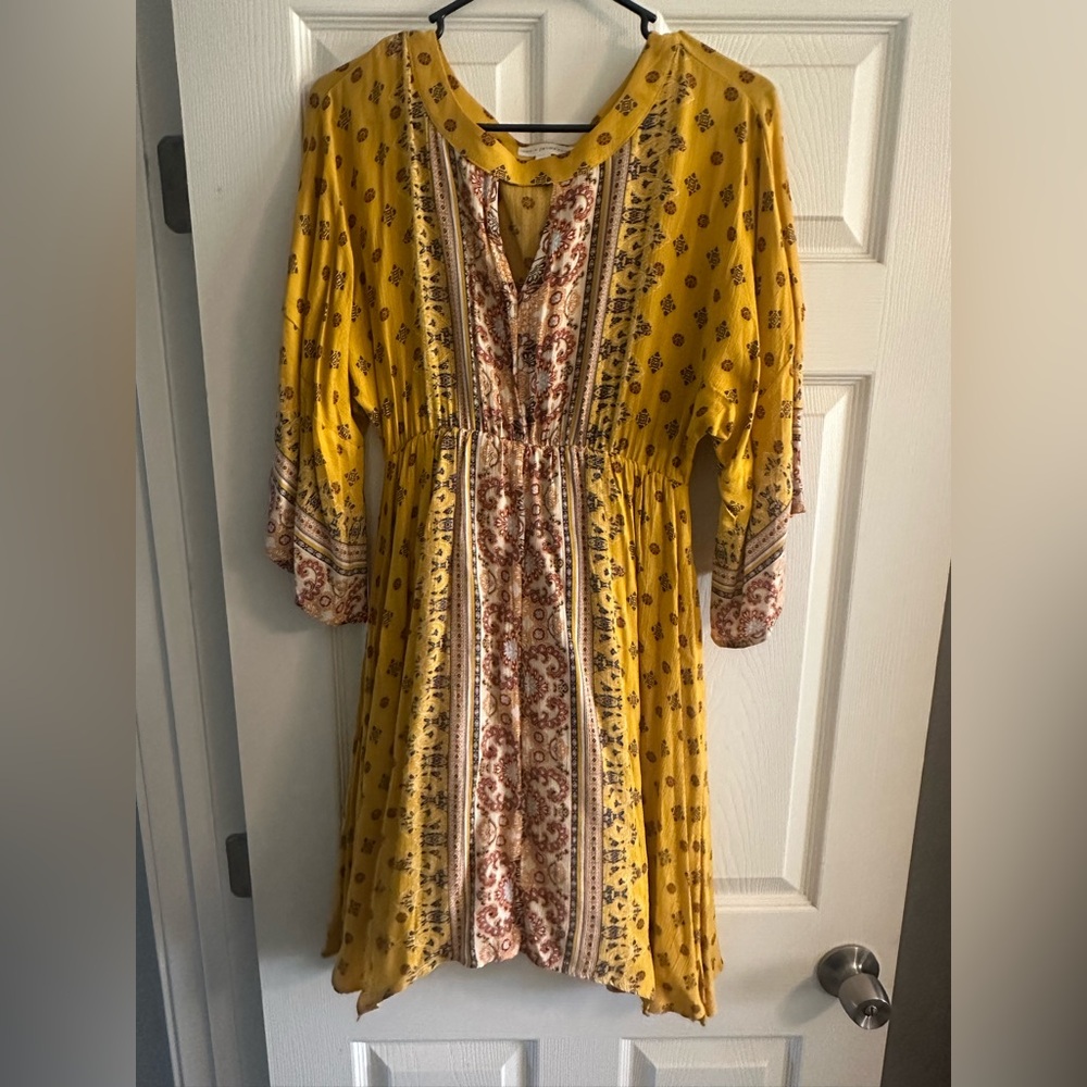Yellow Bohemian Print Dress